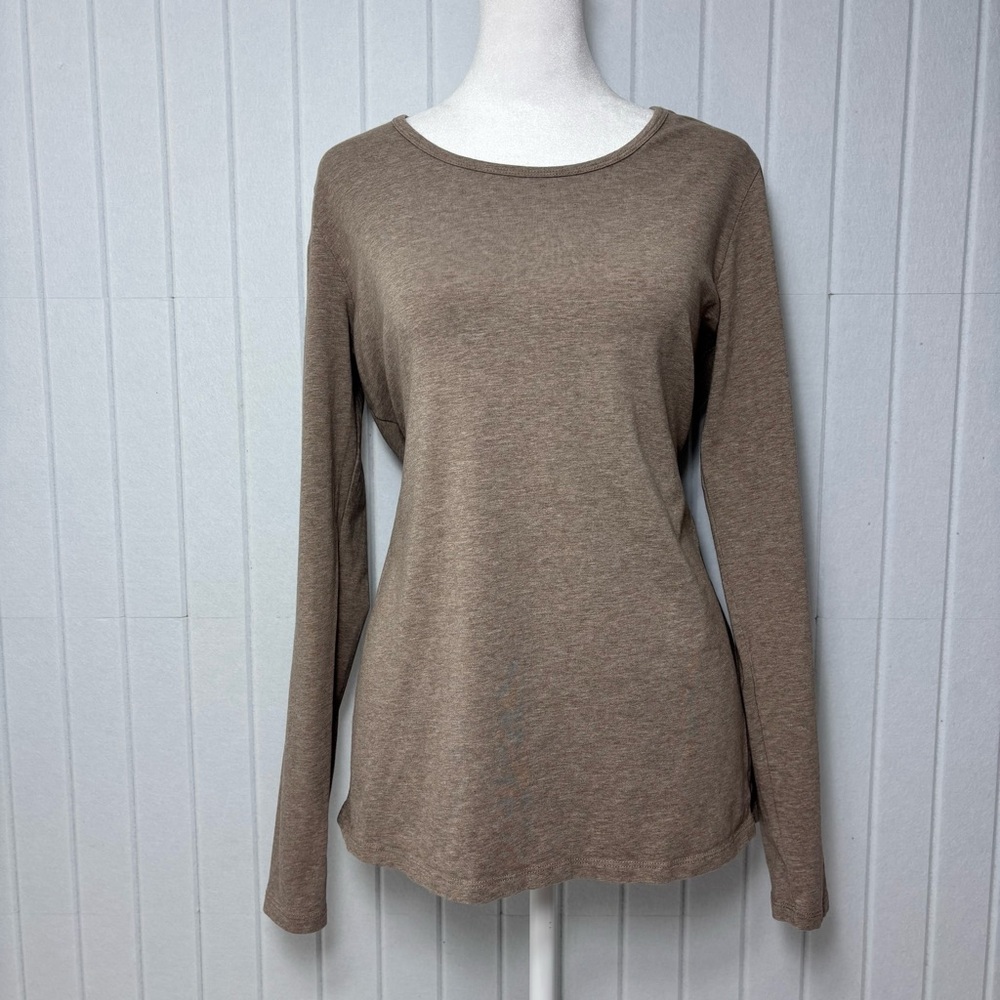 Peruvian Connection Taupe Long Sleeve Tees Size L